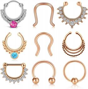 img 2 attached to 16G Septum Jewelry Set With Horseshoe, Captive Bead, And Clicker Rings - Perfect For Nose, Tragus, Helix, Cartilage, Daith, Rook, Lip, And Eyebrow Piercings