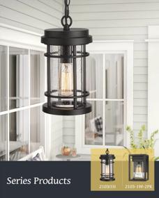 img 1 attached to Osimir Outdoor Pendant Lights For Porch, Outdoor Hanging Light Fixture With Adjustable Chain, Farmhouse Exterior Hanging Lantern Porch Light In Black Finish And Seed Glass, 2103/1H