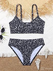 img 2 attached to 👙 Romwe Girl's 2 Piece Swimsuit: Sporty Solid High Waist Bikini Set for Trendy Bathing Look