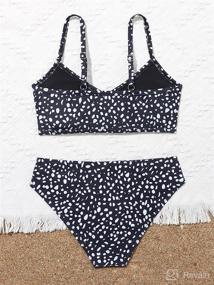 img 3 attached to 👙 Romwe Girl's 2 Piece Swimsuit: Sporty Solid High Waist Bikini Set for Trendy Bathing Look