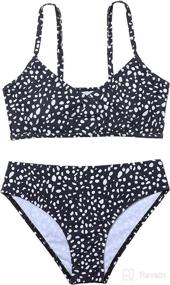 img 4 attached to 👙 Romwe Girl's 2 Piece Swimsuit: Sporty Solid High Waist Bikini Set for Trendy Bathing Look