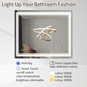img 2 attached to Расширьте возможности своей ванной комнаты с зеркалом WOODSAM 48 X 40 дюймов со светодиодной подсветкой — настенное косметическое зеркало с подсветкой