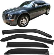 🚘 ikon motorsports external window visors for chrysler 300 & dodge magnum (2005-2010) - acrylic smoke tint, 4pcs slim style rain shade guard & air deflector логотип