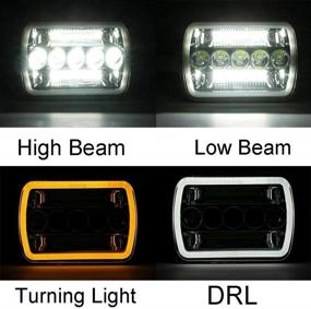 img 3 attached to 🔦 AMUNIESUN Super Bright 7x6 5x7" LED Headlights - 6052 6054 H5054 H6054 Hi/Low Sealed Beam - White/Amber Halo - Compatible with Ford E250 E350 E450 E150 F550 F600 F650 F700 F750, GMC Savana, Chevy Express