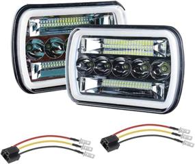 img 4 attached to 🔦 AMUNIESUN Super Bright 7x6 5x7" LED Headlights - 6052 6054 H5054 H6054 Hi/Low Sealed Beam - White/Amber Halo - Compatible with Ford E250 E350 E450 E150 F550 F600 F650 F700 F750, GMC Savana, Chevy Express