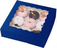 royal blue bakery pie boxes: 13-pack large window cookie boxes for pastries, muffins and donuts logo
