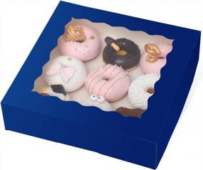 img 4 attached to Royal Blue Bakery Pie Boxes: 13-Pack Large Window Cookie Boxes For Pastries, Muffins And Donuts