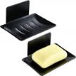 jiyaru self-adhesive soap dish set - wall mounted soap tray for bathroom & kitchen - black, 2 pack logo