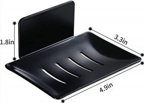 img 3 attached to Jiyaru Self-Adhesive Soap Dish Set - Wall Mounted Soap Tray For Bathroom & Kitchen - Black, 2 Pack
