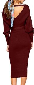 img 2 attached to Women'S V Neck Sweater Dress: Batwing Long Sleeve, Backless Bodycon With Belt - CHERFLY