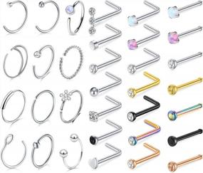 img 4 attached to 20 Gauge Stainless Steel Nose Rings Hoop Piercing Jewelry For Women Silver Nose Piercings And MODRSA Rings