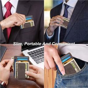img 3 attached to Leather Slim Front Pocket Magnetic RFID Money Clip Wallet Brown - Men'S Money Clip Wallet