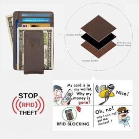 img 1 attached to Leather Slim Front Pocket Magnetic RFID Money Clip Wallet Brown - Men'S Money Clip Wallet