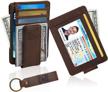 leather slim front pocket magnetic rfid money clip wallet brown - men's money clip wallet logo