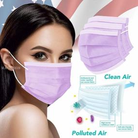 img 2 attached to 50 упаковок фиолетовых одноразовых масок с ушными петлями с 3-слойным фильтром для защиты от дыхания