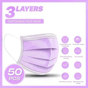 img 3 attached to 50-Pack Purple Disposable Ear-Loop Masks With 3-Ply Filter For Breathable Protection