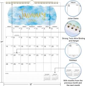 img 1 attached to 2023-2024 Wall Calendar - 12" X 17", Twin-Wire Binding, Large Blocks With Julian Dates For Home & Office Planning