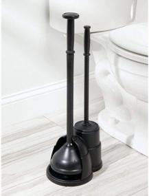 img 3 attached to MDesign Freestanding Toilet Bowl Brush And Plunger Combo Set With Holder - Slim, Sturdy, And Deep Cleaning - Perfect For Bathroom Storage Organization - Black