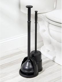 img 2 attached to MDesign Freestanding Toilet Bowl Brush And Plunger Combo Set With Holder - Slim, Sturdy, And Deep Cleaning - Perfect For Bathroom Storage Organization - Black