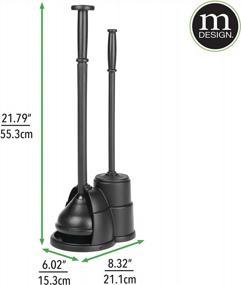 img 1 attached to MDesign Freestanding Toilet Bowl Brush And Plunger Combo Set With Holder - Slim, Sturdy, And Deep Cleaning - Perfect For Bathroom Storage Organization - Black