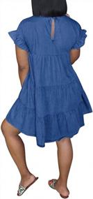 img 3 attached to Женское платье-футболка до колен с рукавами-фонариками и круглым вырезом для летней повседневной одежды - Платье миди DINGANG