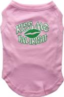 🌸 stylish large light pink mirage pet products shirt: kiss me i'm irish screen print for pets (14-inch) logo