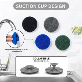 img 1 attached to 🧽 Non-Scratch Silicone Sponge for Dishes, BEAUTAIL Kitchen Cleaning Brush, Long Lasting and Reusable Dishwashing Scrubber, Fruit Vegetable Scrubbing, Suction Up Hang Design, 1 Pack, Gray