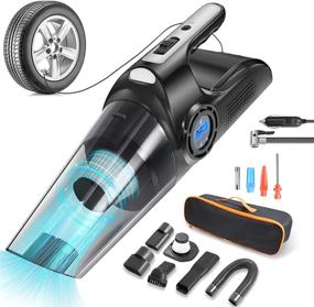 img 4 attached to Versatile 4-in-1 Car Vacuum Cleaner with Digital Air Compressor Pump | Portable, High Power, 🚗 LED Light, Wet & Dry Vacuum | 12V Tire Inflator, 13 FT Cord & Bag Included