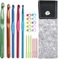 5-piece large aluminum crochet hooks set - 7.0mm, 8.0mm, 9.0mm, 10.0mm and 12.0mm standard sizes logo