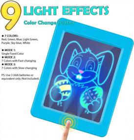 img 2 attached to Obuby Light Up Drawing Board Educational Learning Drawing Kids Toys Gifts For 3 4 5 6 7+ Ages Boys And Girls,Ultimate Tracing Pad With 9 LED Light Effects Glow In The Dark Art Doodle Color Set（Blue）