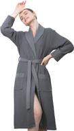 побалуйте себя роскошью: женский ультрамягкий вафельный халат с капюшоном и окантовкой для спа и одежды для сна логотип