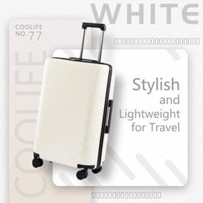 img 3 attached to Coolife Luggage 3 Piece Sets PC+ABS Spinner Suitcase Carry On Fashion (White, One_Size)