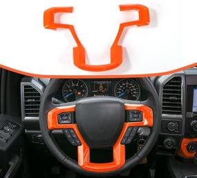 img 4 attached to 🔶 Voodonala Steering Wheel Decorative Cover Trim for Ford F150 F250 F350 Super Duty 2015-2020 (1PC, Orange, ABS)