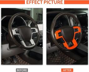 img 2 attached to 🔶 Voodonala Steering Wheel Decorative Cover Trim for Ford F150 F250 F350 Super Duty 2015-2020 (1PC, Orange, ABS)