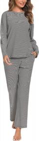 img 2 attached to Vlazom Women'S Striped Pajama Set Super-Soft Cotton Long Sleeve Top And Pants Sleepwear With Pockets