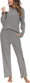 img 3 attached to Vlazom Women'S Striped Pajama Set Super-Soft Cotton Long Sleeve Top And Pants Sleepwear With Pockets