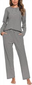 img 4 attached to Vlazom Women'S Striped Pajama Set Super-Soft Cotton Long Sleeve Top And Pants Sleepwear With Pockets