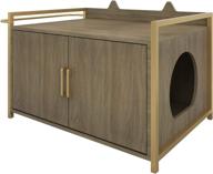 🐱 senich cat litter box furniture enclosure cabinet - wooden pet house with table - easy assembly & decorative washroom bench logo