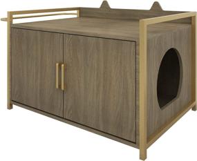 img 4 attached to 🐱 Senich Cat Litter Box Furniture Enclosure Cabinet - Wooden Pet House with Table - Easy Assembly & Decorative Washroom Bench