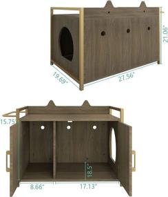 img 1 attached to 🐱 Senich Cat Litter Box Furniture Enclosure Cabinet - Wooden Pet House with Table - Easy Assembly & Decorative Washroom Bench