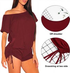img 2 attached to VamJump Women'S Beach One Piece Romper With Ruched Short Sleeve And Off-Shoulder Design