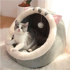 img 1 attached to Andiker Semi Enclosed Comfortable Washable Detachable Cats ... Beds & Furniture