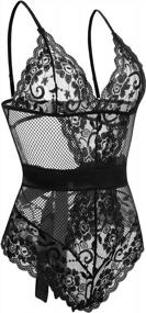 img 3 attached to Sexy Lace Halter Teddy Bodysuit With Mesh Babydoll Detail - Women'S Lingerie One-Piece