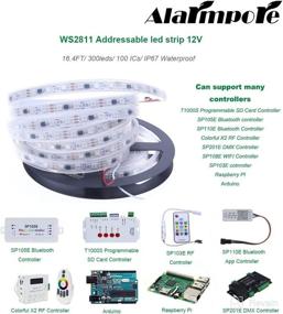 img 3 attached to 🚨 Alarmpore 16.4ft WS2811 LED Rope Digital Light, LED Strip Pixel Strings 12V 5m/roll with 300LEDs 100ICs 5050 RGB Color, Programmable & Addressable, Tube Waterproof IP67, White PCB