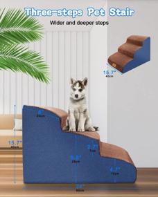 img 3 attached to TNELTUEB High Density Foam Dog Stairs 3 Tiers, Extra Wide Deep Dog Steps, Non-Slip Dog Ramp, Soft Foam Pet Steps, Best For Dogs Injured,Older Cats,Pets With Joint Pain, With A Dog Rope Toy (Brown)