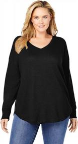img 4 attached to Woman Within Women'S Plus Size Washed Thermal Waffle V-Neck Tee Shirt