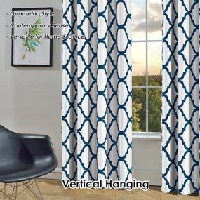 img 2 attached to Off White & Navy Thermal Insulated Room Darkening Curtains - Melodieux Moroccan Fashion Grommet 52X84 Inch (1 Panel)
