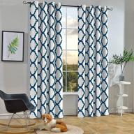 off white & navy thermal insulated room darkening curtains - melodieux moroccan fashion grommet 52x84 inch (1 panel) logo