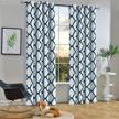 off white & navy thermal insulated room darkening curtains - melodieux moroccan fashion grommet 52x84 inch (1 panel) logo
