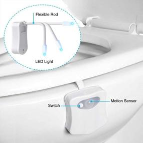 img 2 attached to Ночной светильник ALEDECO для туалета с датчиком движения и 8-цветными изменениями, автоматически активируемый светильник для ванной комнаты для людей - идеальное решение для домашнего туалета